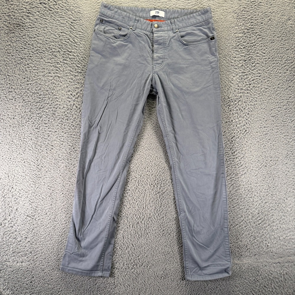 Spoke Fives Pant Mens 33x30 Gray Cotton Chino Straight Button-Fly Career Stretch